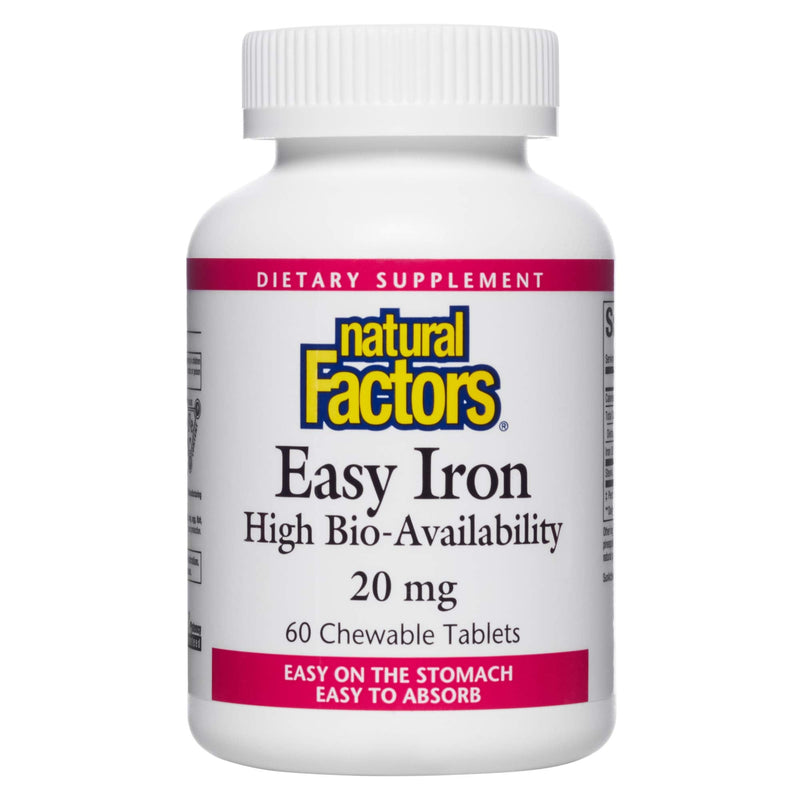 [Australia] - Natural Factors, Easy Iron Chewable, Gentle Supplement for Energy and Metabolism Support, Vegan, Tropical Fruit Flavor, 60 tablets (60 servings) 60 Count (Pack of 1) Standard Packaging 