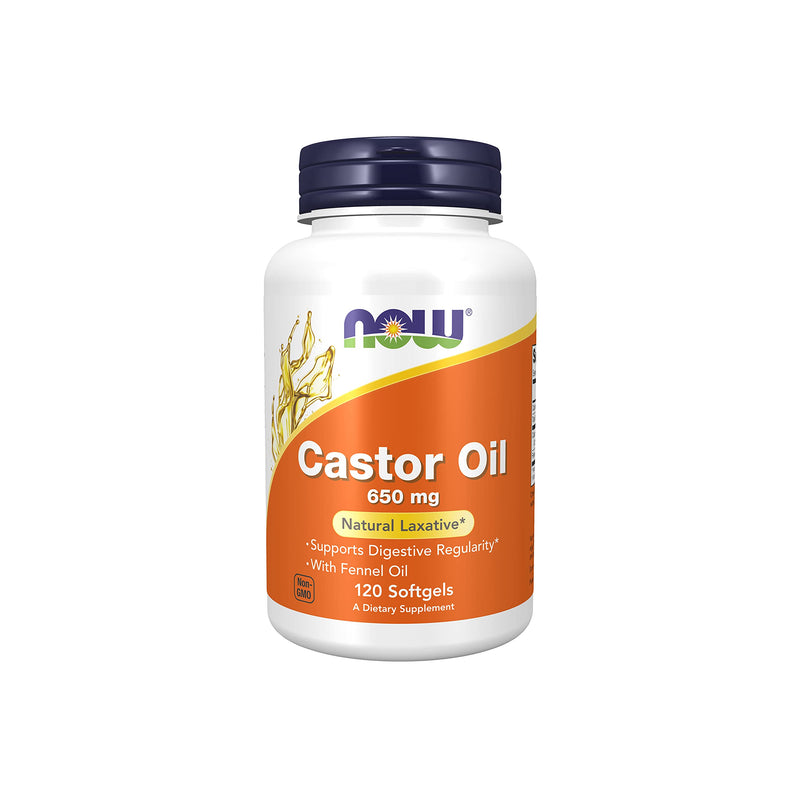 [Australia] - NOW Supplements, Castor Oil 650 mg with Fennel Oil, Natural Laxative*, 120 Softgels 