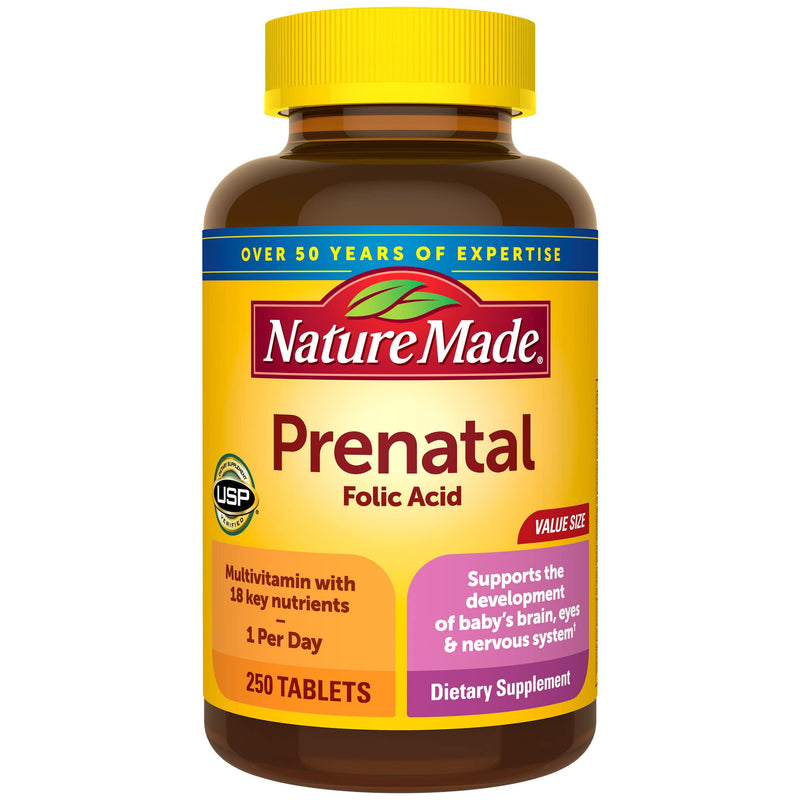 [Australia] - Nature Made Prenatal Multivitamin with Folic Acid, Dietary Supplement For Daily Nutritional Support, 250 Tablets, 250 Day Supply 250 Count (Pack of 1) 