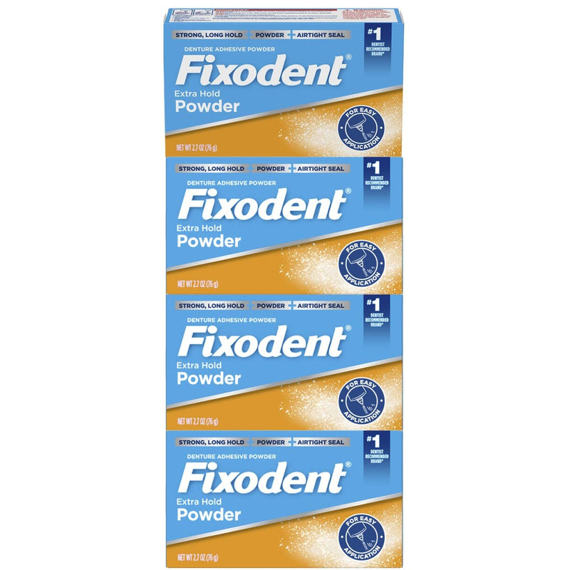 [Australia] - Fixodent Extra Hold Denture Adhesive Powder, 2.7 Ounce (Pack of 4) 