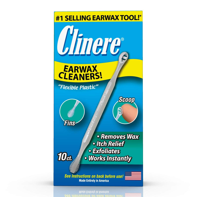 [Australia] - Clinere® Ear Cleaners, 10 Count Earwax Remover Tool Safely and Gently Cleaning Ear Canal at Home, Ear Wax Cleaner Tool, Itch Relief, Ear Wax Buildup, Works Instantly, Exfolimates, Earwax Cleaners. 10 Count (Pack of 1) 
