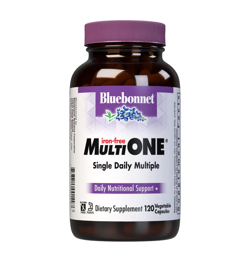[Australia] - Bluebonnet Nutrition Multi One (Iron Free) Vegetable Capsules, Complete Full Spectrum Multiple, B Vitamins, General Health, Gluten Free, Milk Free, Kosher, 120 Count 