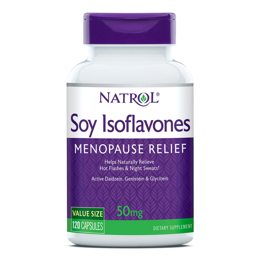 [Australia] - Natrol Soy Isoflavones Capsules, Menopause Relief, 50mg, 120 Count (Pack of 2) Purple 120 Count (Pack of 2) 