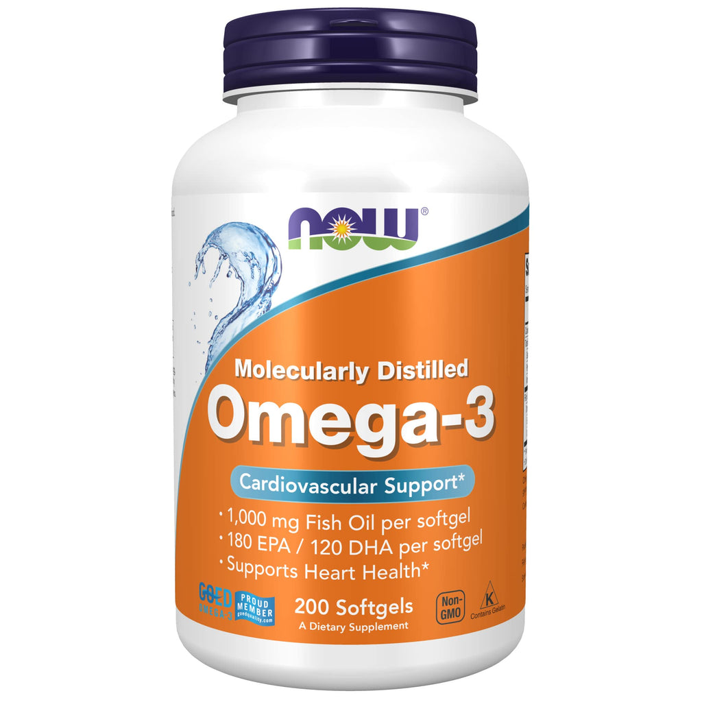 [Australia] - NOW Supplements, Omega-3 180 EPA / 120 DHA, Molecularly Distilled, Cardiovascular Support*, 200 Softgels 200 Count (Pack of 1) 