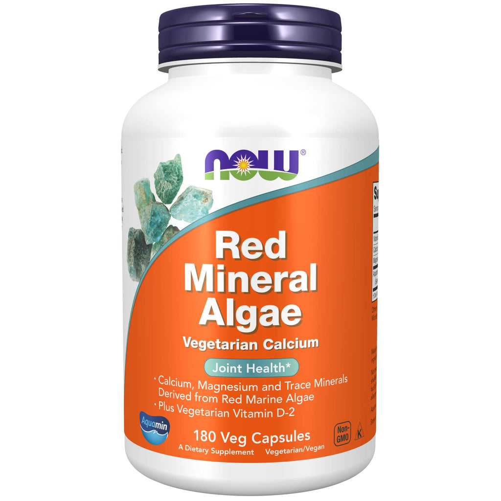 [Australia] - NOW Supplements, Red Mineral Algae Plus Vitamin D-2, Joint Health*, 180 Veg Capsules 