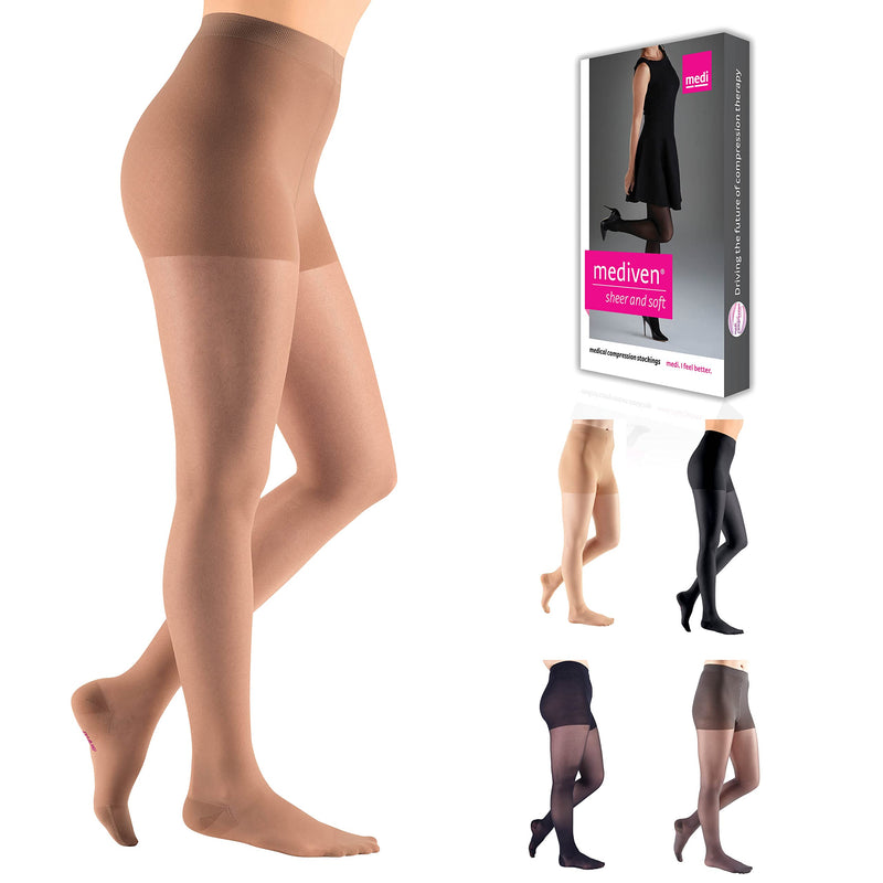 [Australia] - mediven sheer & soft for Women, 15-20 mmHg Panty Closed Toe Compression Stockings, Natural, III-Standard 3 