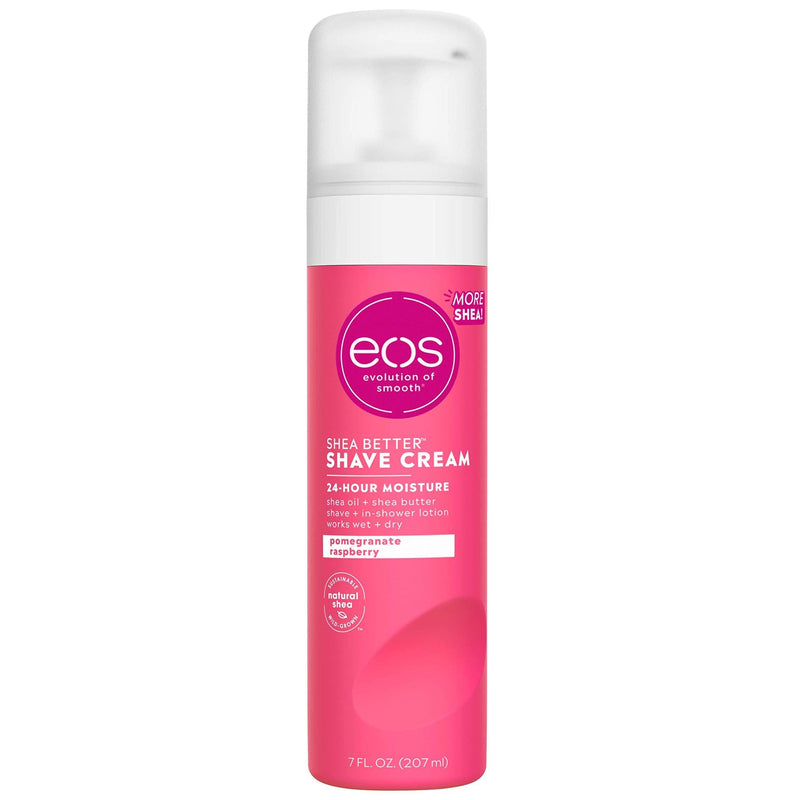 [Australia] - eos Shea Better Shaving Cream for Women- Pomegranate Raspberry | Shave Cream, Skin Care and Lotion with Shea Butter and Aloe | 24 Hour Hydration | 7 fl oz 7 Fl Oz (Pack of 1) 