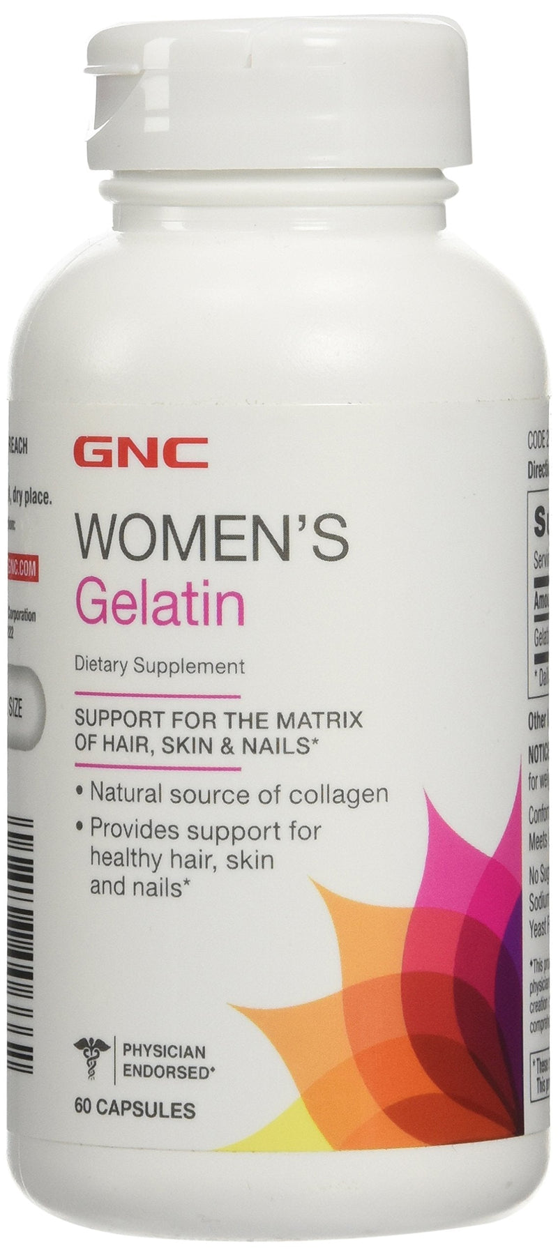 [Australia] - GNC Women's Gelatin Supplement |Supports Healthy Hair, Skin and Nails |Natural Collagen Source | 60 Capsules 