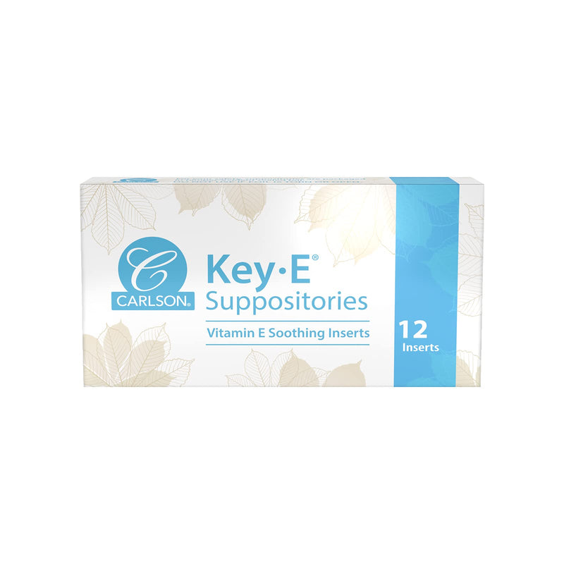 [Australia] - Carlson - Key-E Suppositories, 30 IU Vitamin E Suppository, Lubricates Dry Areas, Treatment for Women and Men, Vaginal & Rectal, 12 Count 12 Count (Pack of 1) 