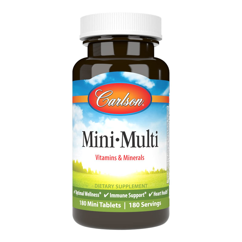 [Australia] - Carlson - Mini-Multi, Small Multivitamin Tablets, Vitamins & Minerals, Immune Support & Heart Health, Optimal Wellness, Mini Multivitamins, Multivitamin Mini Tabs, Easy to Swallow, 180 Mini Tablets 180 Count (Pack of 1) 