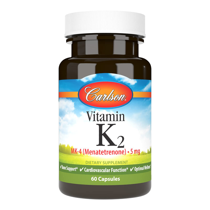 [Australia] - Carlson - Vitamin K2, MK-4 (Menatetrenone), Vitamin K Supplement, Bone & Heart Health, K2 Vitamin, Soy-free, 60 capsules 60 Count (Pack of 1) 