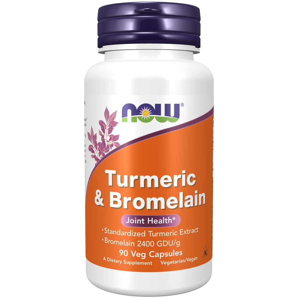 [Australia] - NOW Supplements, Turmeric & Bromelain (Standardized Turmeric Extract) with Bromelain 2400 GDU/g, 90 Veg Capsules 90 Count (Pack of 1) 