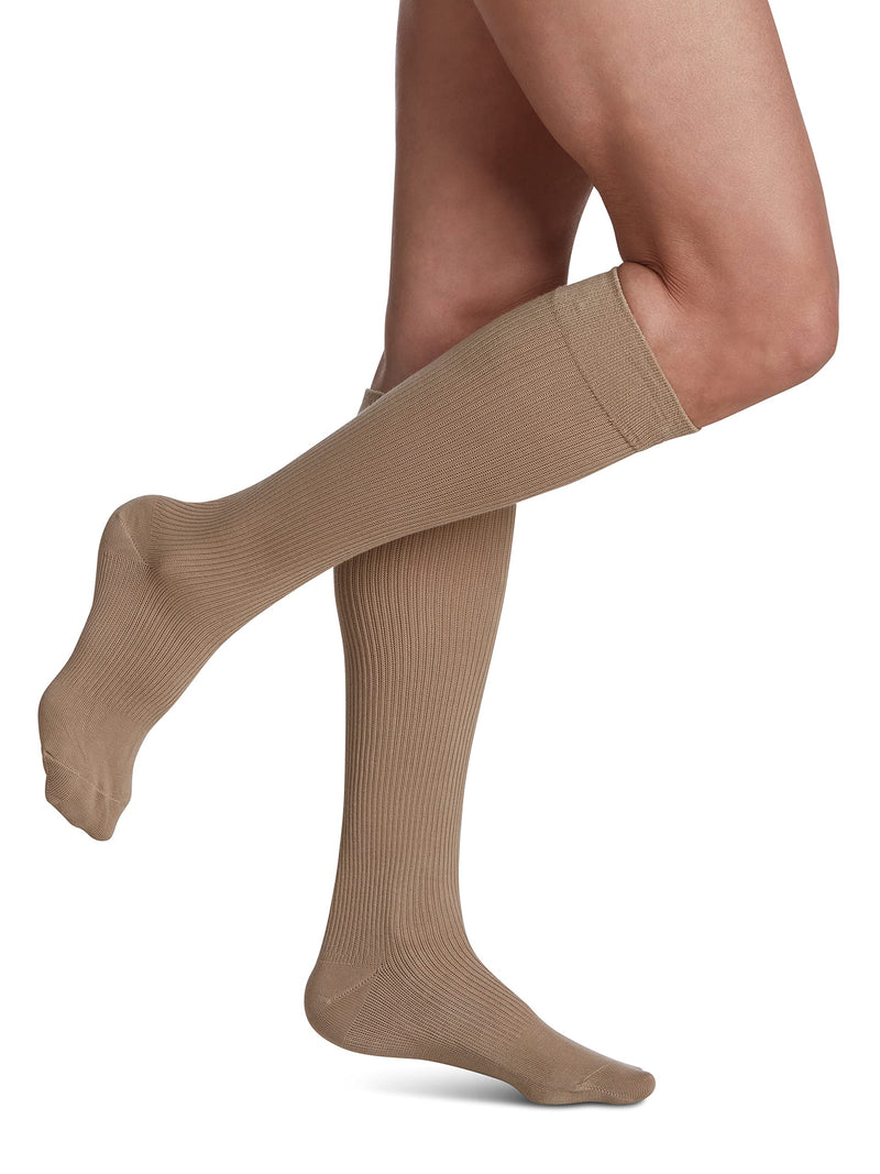 [Australia] - SIGVARIS Women's Casual Cotton 146 Calf High Compression Socks 15-20mmHg 7â½ - 9â½ Khaki 