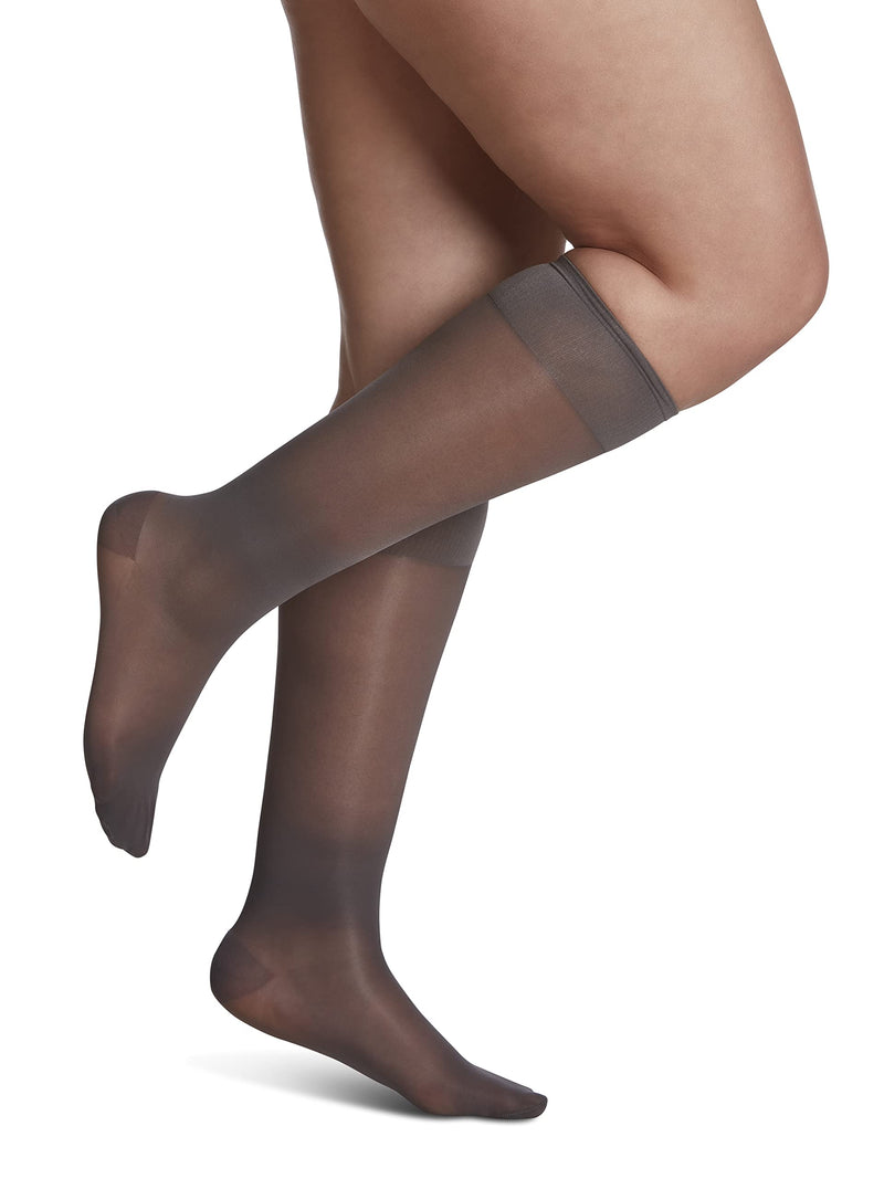 [Australia] - SIGVARIS Women's Sheer Fashion 120 Closed Toe Calf Compression Hose 15-20mmHg 10 - 12 Charcoal 