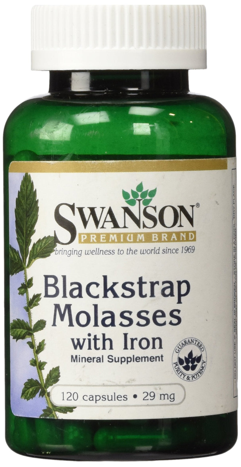 [Australia] - Swanson Blackstrap Molasses Elemental Iron (Ferrous Fumarate) 29 mg 120 Capsules 1 