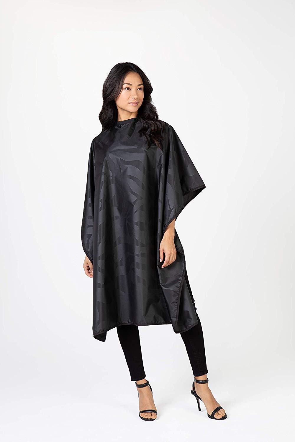 [Australia] - Betty Dain Bleach-proof All Purpose Styling Cape, Material Defends Against Bleach Stains, Color Proof, Chemical Proof, Waterproof, Lightweight Embossed Nylon, Black 