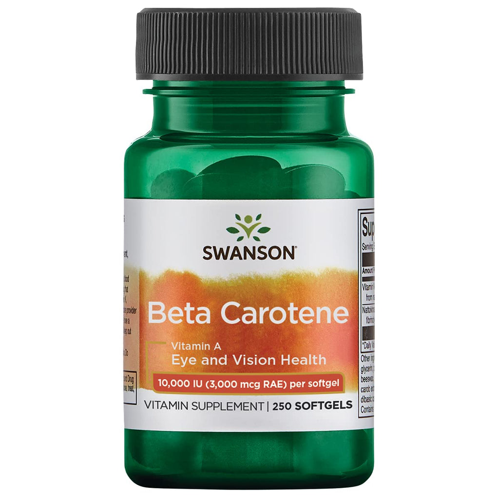 [Australia] - Swanson Beta-Carotene - Vitamin A Supplement Promoting Immune Health, Eye & Skin Health - Natural Wellness Formula - (250 Softgels, 3000mcg Each) 1 