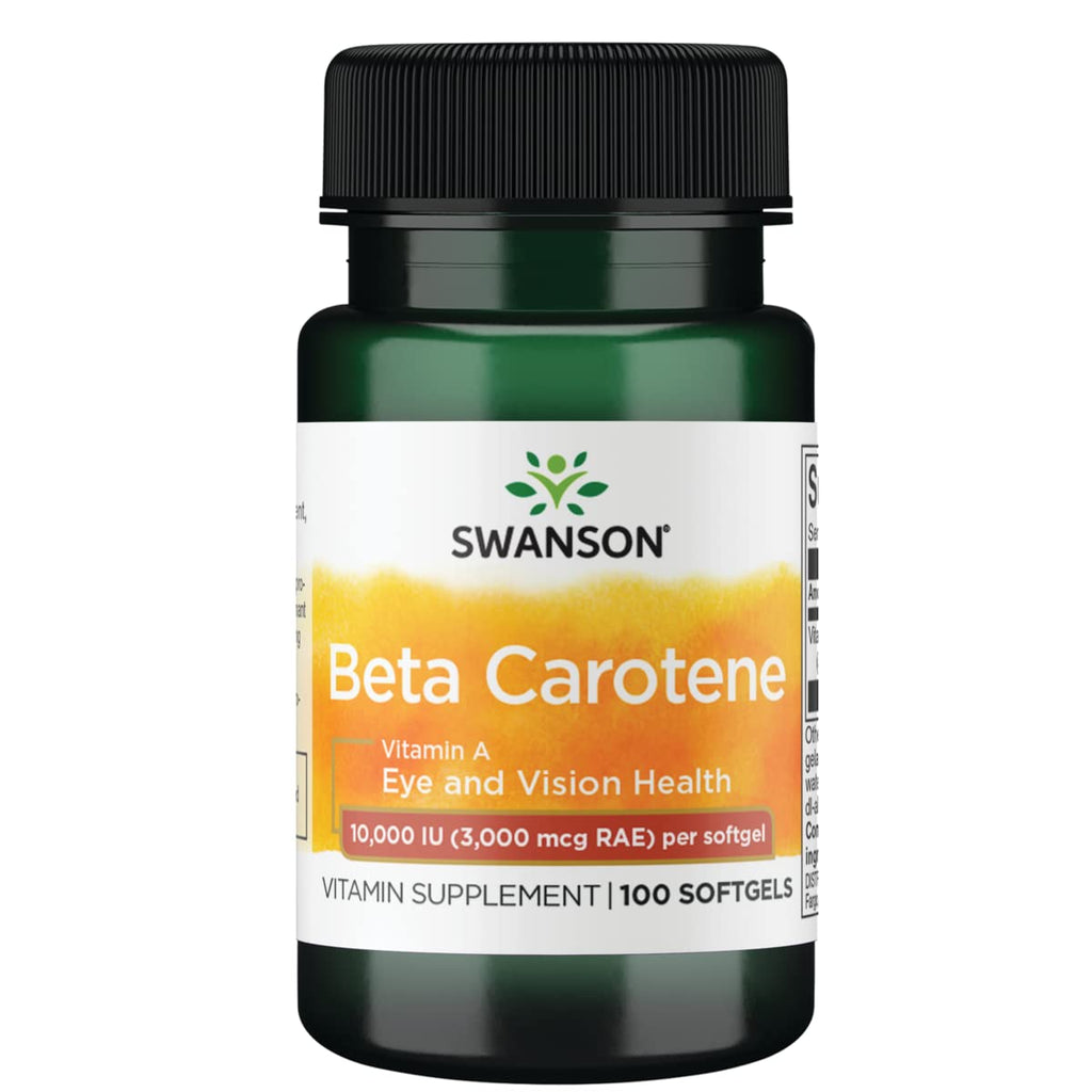 [Australia] - Swanson Beta-Carotene (Vitamin A) Skin Eye Immune System Health Antioxidant Support 10000 Iu (3000 mcg) 100 Sgels 1 