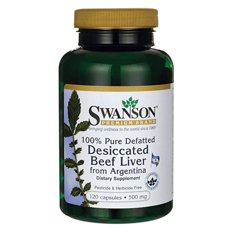 [Australia] - Swanson 100% Pure Defatted Desiccated Beef Liver 500 Milligrams 120 Capsules 1 