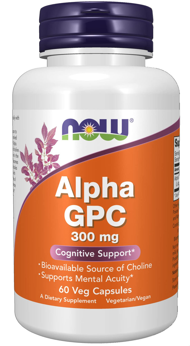 [Australia] - NOW Supplements, Alpha GPC 300 mg with Bioavailable Source of Choline, 60 Veg Capsules 60 Count (Pack of 1) 