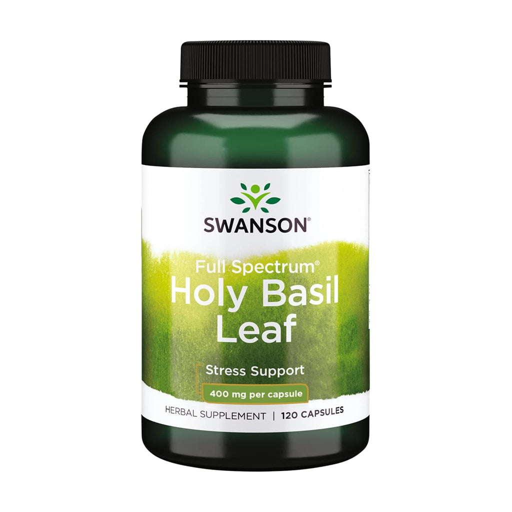 [Australia] - Swanson Holy Basil Leaf (Tulsi) - Stress Support and Emotional Well-Being Supplement - May Support Blood Glucose Levels Within The Normal Range - (120 Capsules, 800mg Each) 