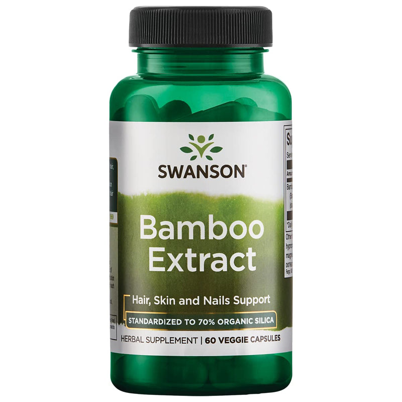 [Australia] - Swanson Bamboo Extract for Hair and Nails Silica Supplement Supports Collagen 300 mg 60 Veggie Capsules 1 