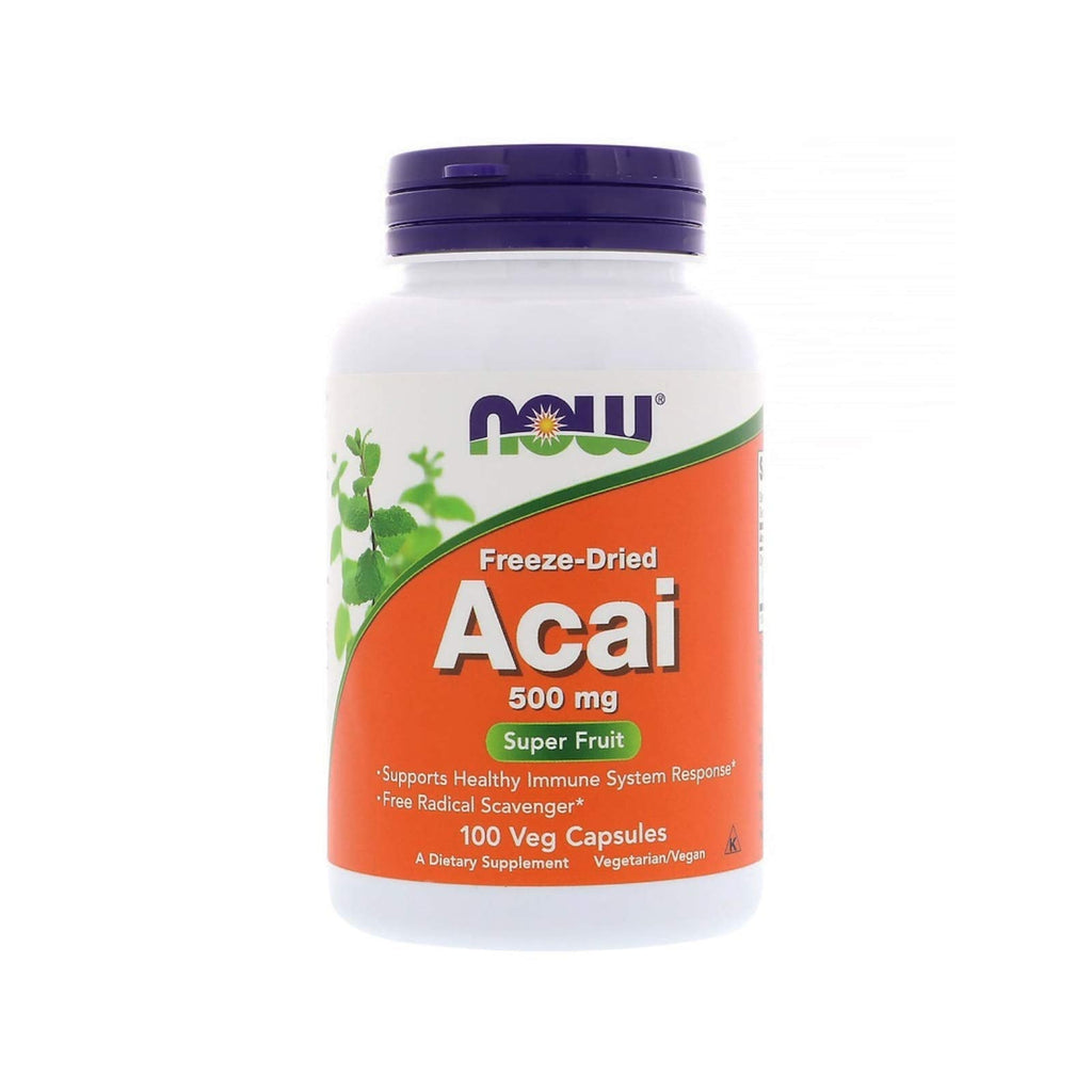 [Australia] - NOW Supplements, Acai 500 mg, Freeze-Dried Super Fruit with Polyphenols, Ellagic Acid, Rutin, Anthocyanins and Catechins, 100 Veg Capsules 100 Count (Pack of 1) 