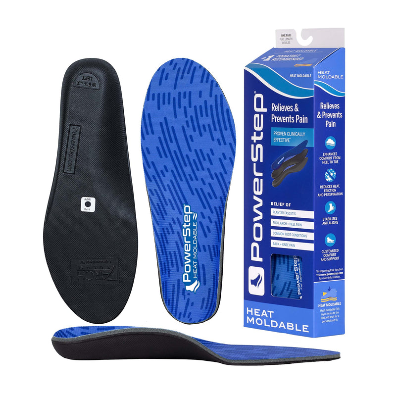 [Australia] - PowerStep Insoles, Custom Fit Orthotic, Molded Arch Support Insole, Exact Fit Instant Custom Orthotic For Women and Men Women's 10.5-11 / Men's 9-9.5 Blue 