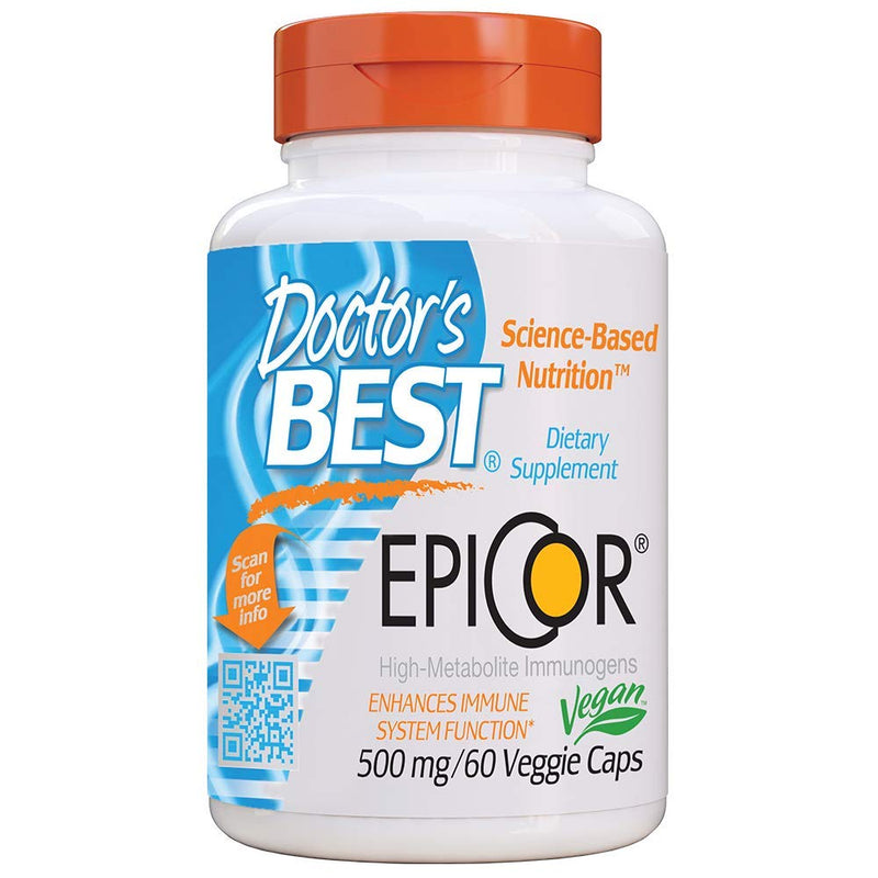 [Australia] - Doctor's Best Epicor, Immune Health Defense, Non-GMO, Vegan, Gluten Free, 500 Mg, 60 VC (DRB-00177) 60 Count (Pack of 1) 