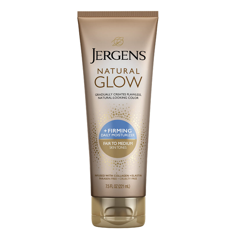 [Australia] - Jergens Natural Glow +FIRMING Self Tanner, Sunless Tanning Lotion for Fair to Medium Skin Tone, Anti Cellulite Firming Body Lotion for Natural-Looking Tan, 7.5 Ounce +Firming Daily Moisturizer, Fair to Medium, 7.5 Ounce 