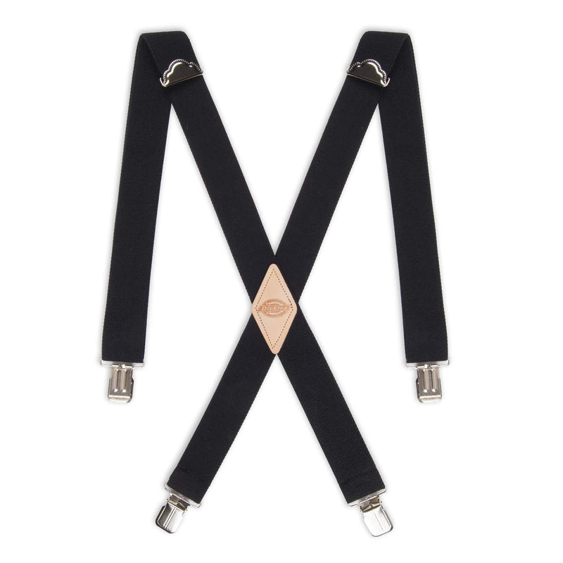[Australia] - Dickies Men's 1 1/2 inch Solid Straight Clip Adjustable X Back Suspender Black One Size 