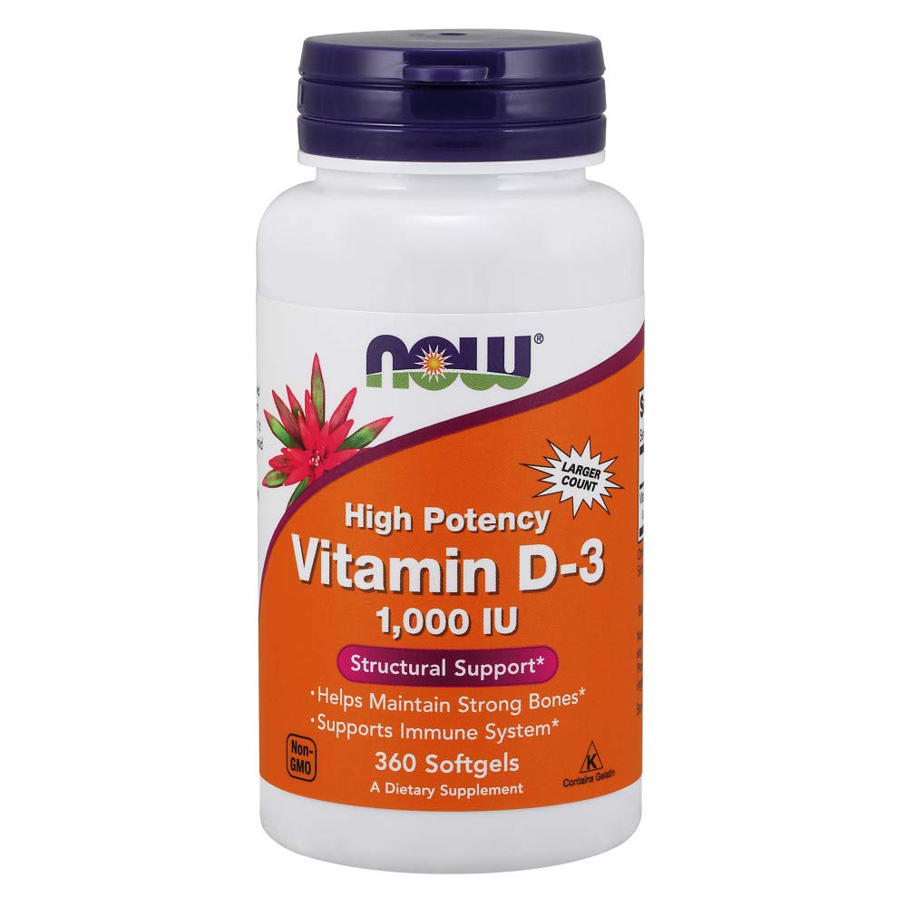 [Australia] - NOW Supplements, Vitamin D-3 1,000 IU, High Potency, Structural Support*, 360 Softgels 360 Count (Pack of 1) 