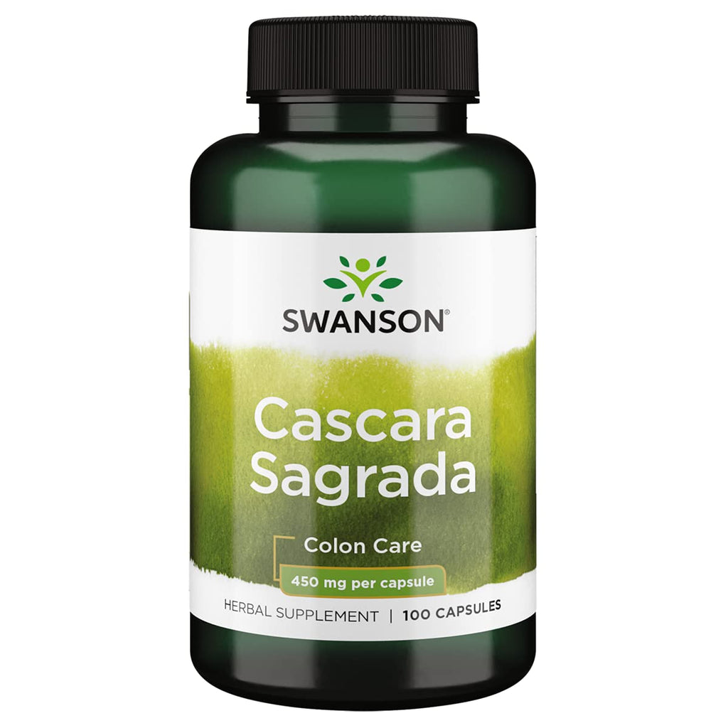 [Australia] - Swanson Cascara Sagrada - Herbal Supplement Promoting Colon Care & Overall Digestive Health - Soothes The GI Tract & Supports Regular Bowel Movements - (100 Capsules 450mg Each) 1 