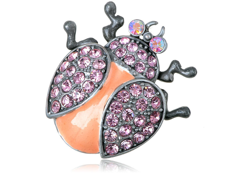 [Australia] - Alilang Fun Rose Pink Crystal Rhinestone Ladybug Insect Jewelry Pin Brooch 
