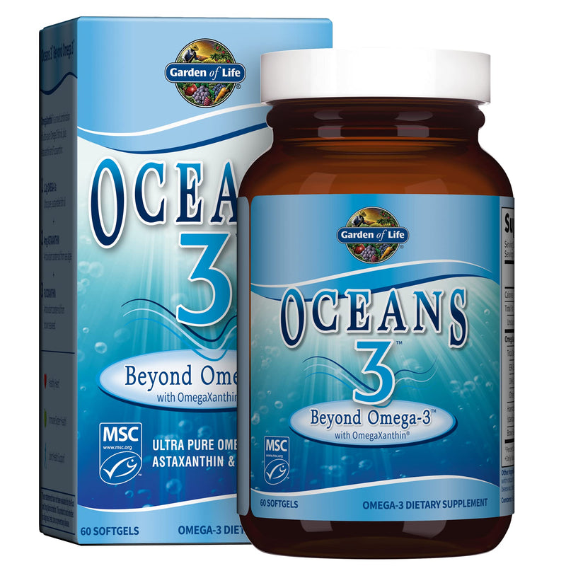 [Australia] - Garden of Life Ultra Pure EPA/DHA Omega 3 Fish Oil - Oceans 3 Beyond Omega 3 Supplement with Antioxidants, 60 Softgels 