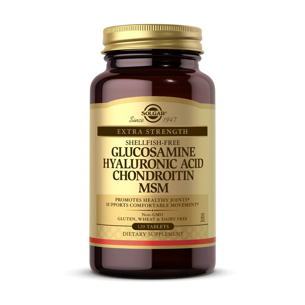 [Australia] - Solgar Glucosamine Hyaluronic Acid Chondroitin MSM, 120 Tablets - Supports Healthy Joints - Supports Range of Motion & Flexibility - Extra Strength, Shellfish Free - Non-GMO, Gluten Free - 40 Servings 120 Count (Pack of 1) 