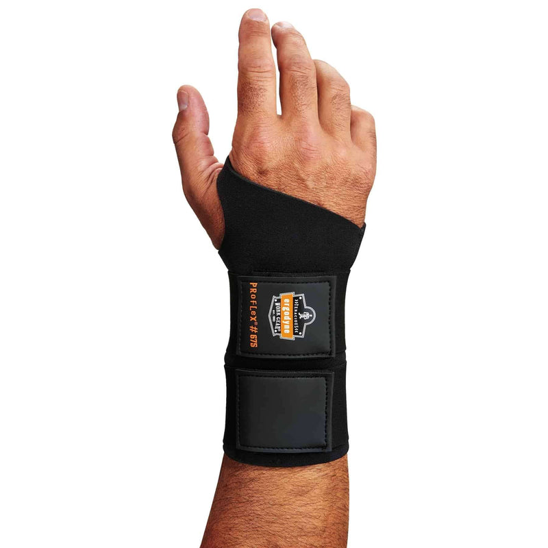 [Australia] - Ergodyne - 16624 ProFlex 675 Ambidextrous Double-Strap Wrist Support, Black, Large 