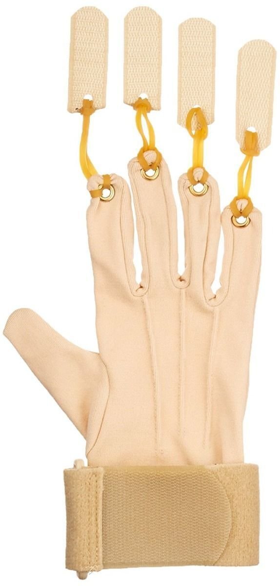 [Australia] - Sammons Preston 72448 Deluxe Traction Exercise Glove with Thumb, Hand and Finger Strengthening Glove for Finger & Thumb Extension, Hand Exerciser for Therapy, Recovery, Rehabilitation, Large/X-Large, Left 