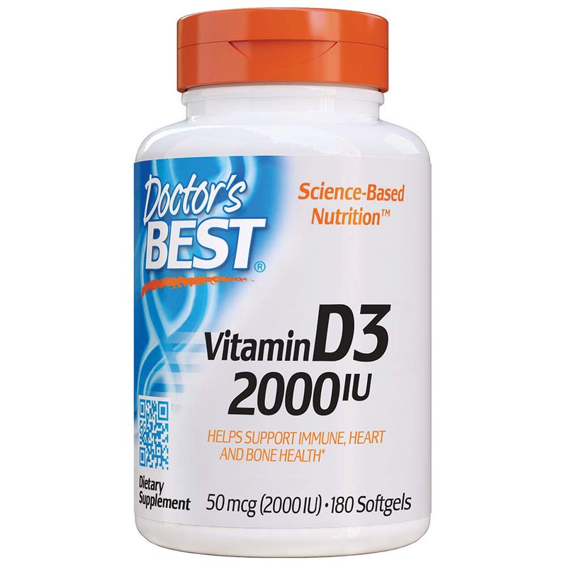 [Australia] - Doctor's Best Vitamin D3 2 000 IU Healthy Bones Teeth Heart Immune Support NonGMO GlutenFree Soy Free , 180 Count 