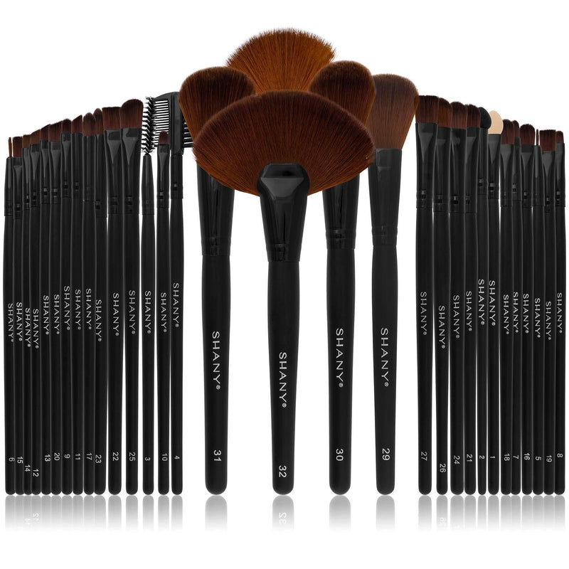 [Australia] - SHANY Professional Brush Set with Faux Leather Pouch, 32 Count, Synthetic Bristles 