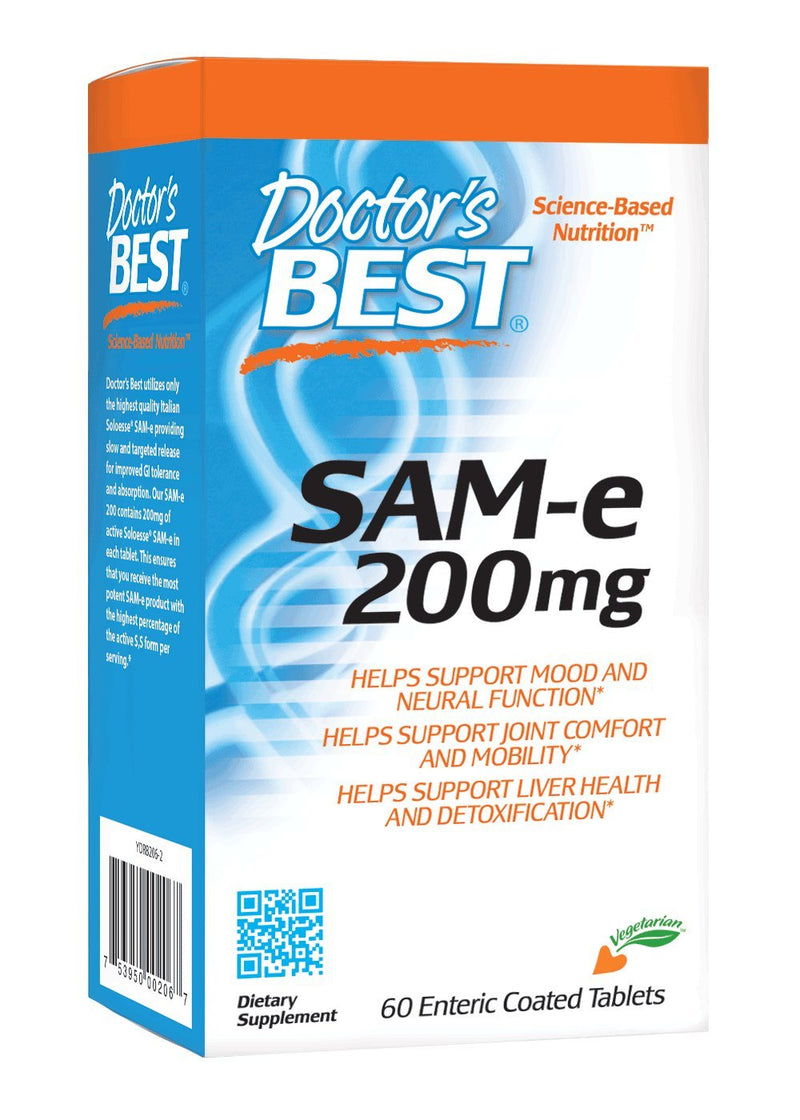 [Australia] - Doctor's Best SAM-e Mood & Joint Support & Liver Health (Pharmaceutical Grade/Non-GMO/Gluten Free/Vegetarian), 60 Count (Pack of 1) 60 Count (Pack of 1) 