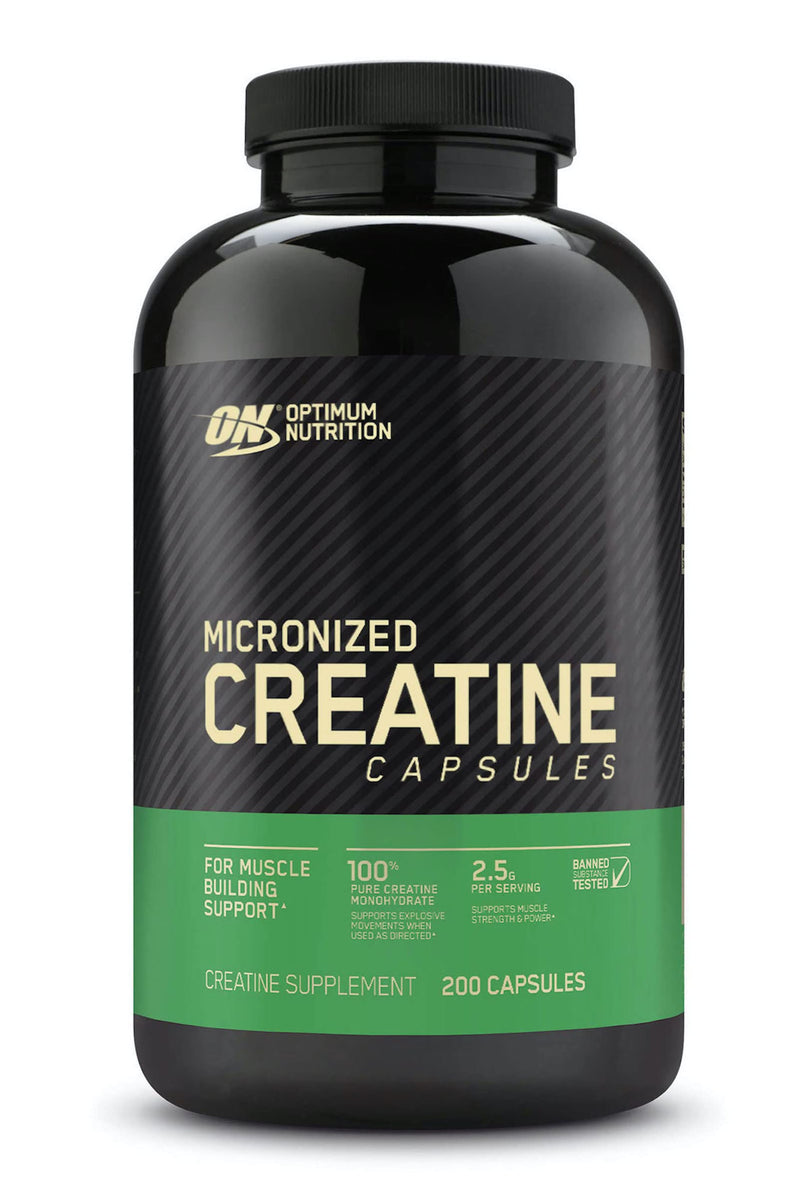 [Australia] - Optimum Nutrition Micronized Creatine Monohydrate Capsules, Keto Friendly, 2500mg, 200 Capsules (Packaging May Vary) 200 Count (Pack of 1) 