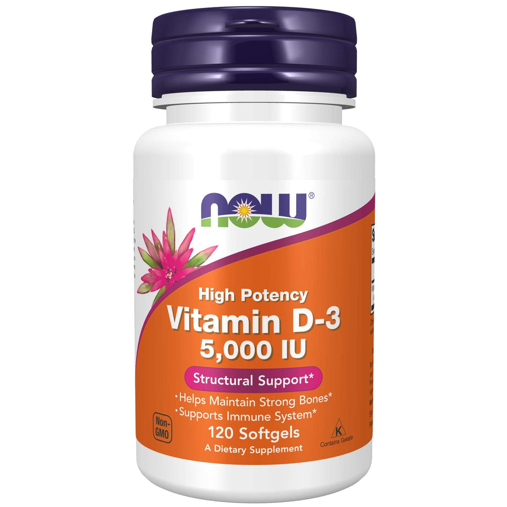 [Australia] - NOW Supplements, Vitamin D-3 5,000 IU, High Potency, Structural Support*, 120 Softgels 