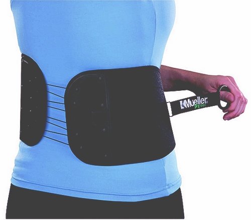 [Australia] - Mueller Green Adjustable Back and Abdominal Support, Black, One Size | Mueller Green is made from recycled materials 