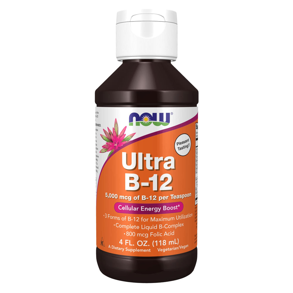 [Australia] - NOW Supplements, Ultra B-12, Liquid, 800 mcg Folic Acid, Cellular Energy Production*, 4-Ounce 