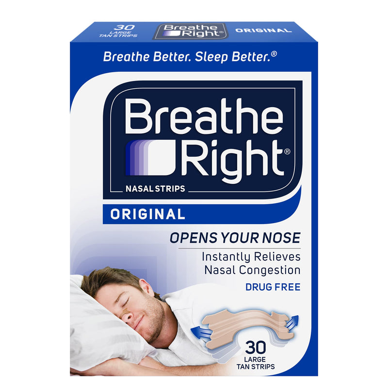 [Australia] - Breathe Right Original Nose Strips to Reduce Snoring and Relieve Nose Congestion, Tan, 30 Count (Packaging May Vary) 