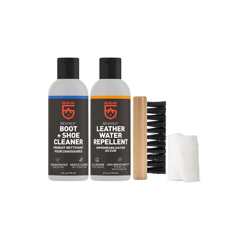 [Australia] - Gear Aid Revivex Leather Boot Care Kit with Water Repellent, Cleaner, Brush and Cloth 1 Pack 