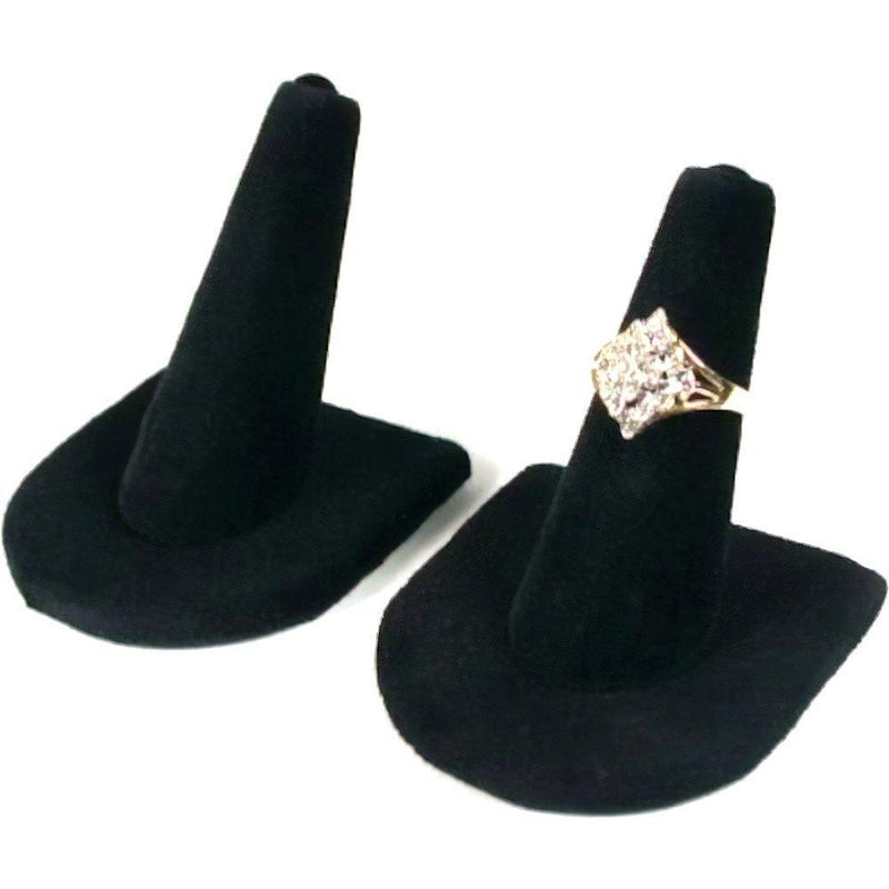 [Australia] - 2 Black Velvet Ring Finger Jewelry Holder Showcase Display Stands 