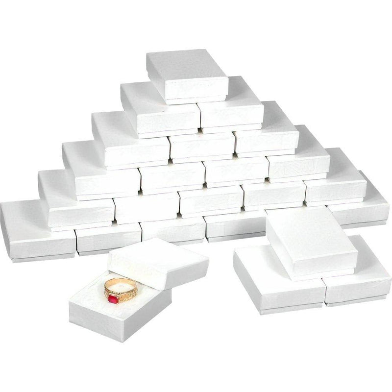 [Australia] - 25 White Swirl Cotton Charm Jewelry Boxes Gift Display 2 1/8" x 1 5/8" x 3/4" 