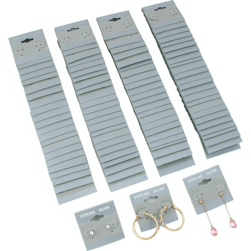 [Australia] - FindingKing 100 Soft Grey Sterling Silver Earring Cards 1.5x1.5 